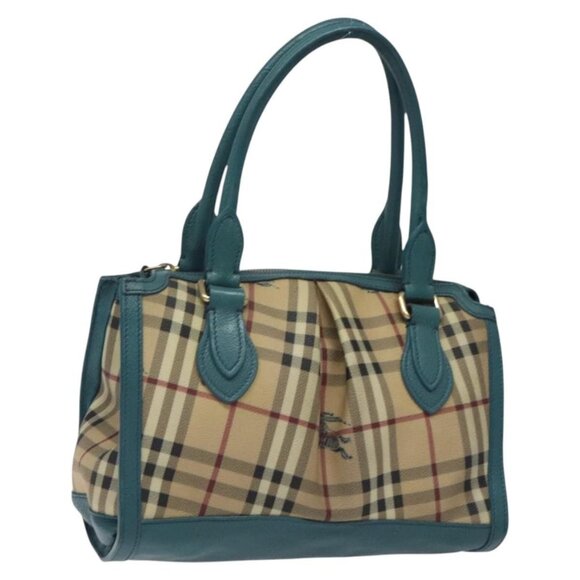 BURBERRY Nova Check Hand Bag PVC Beige Auth 127155 - Picture 1 of 16